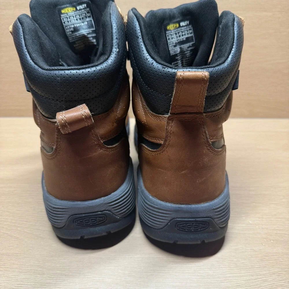 Keen Utility Men 10D Lansing Mid Carbon Fiber Toe Work Boots Brown Waterproof EH